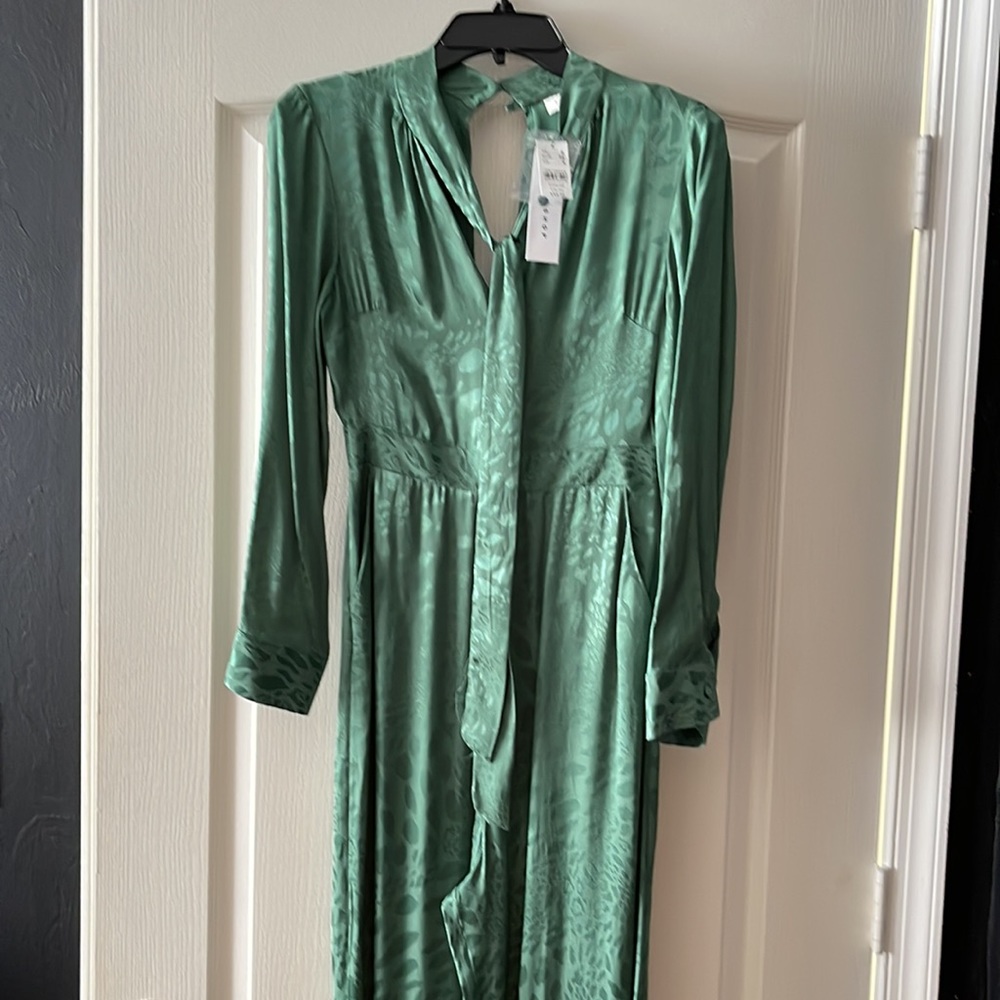 TOPSHOP TIE NECK JACQUARD CROP JUMPSUIT - Picture 2 of 5
